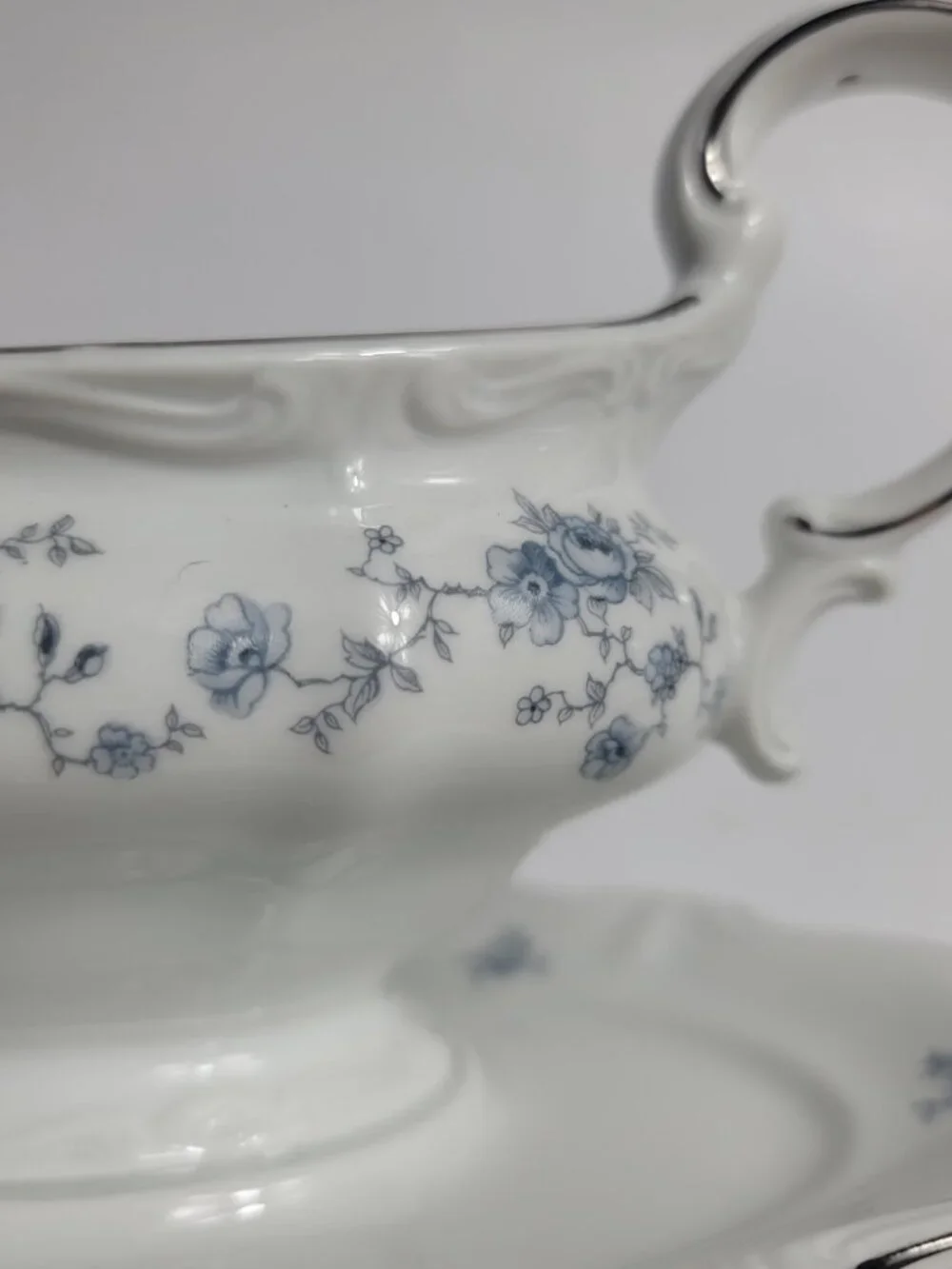Johann Haviland Blue Garland Gravy Boat White Blue Flowers NEW Old Stock